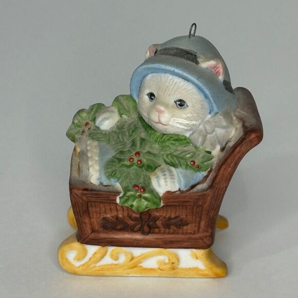 Vintage Kitty Cucumber Christmas Ornaments by Schmid Set of 2 - Picture 10 of 15